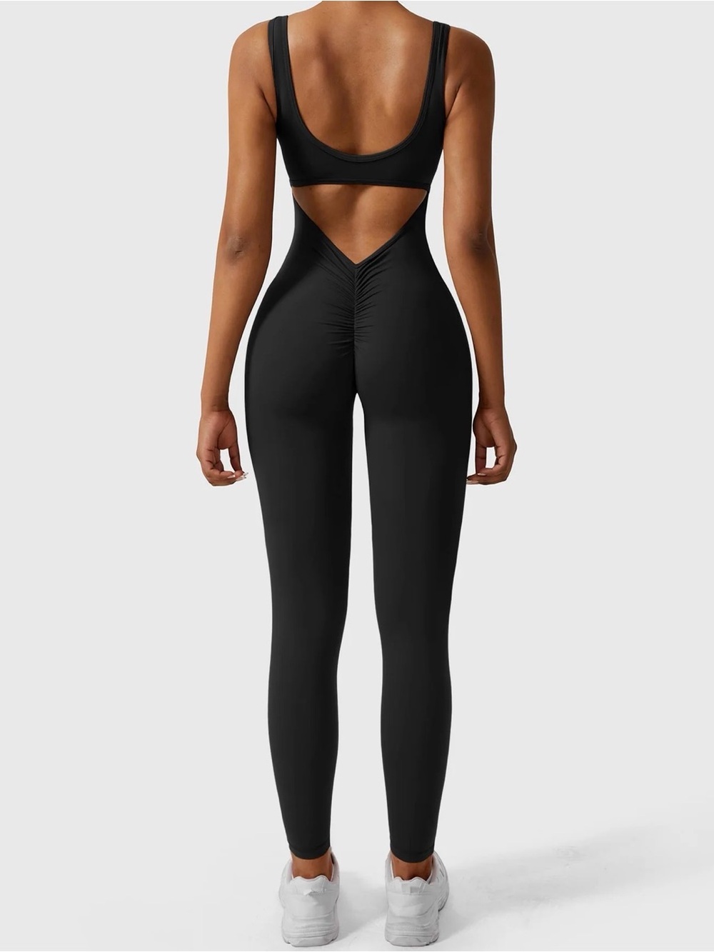 Scoop-Back Black Jumpsuit Leggings